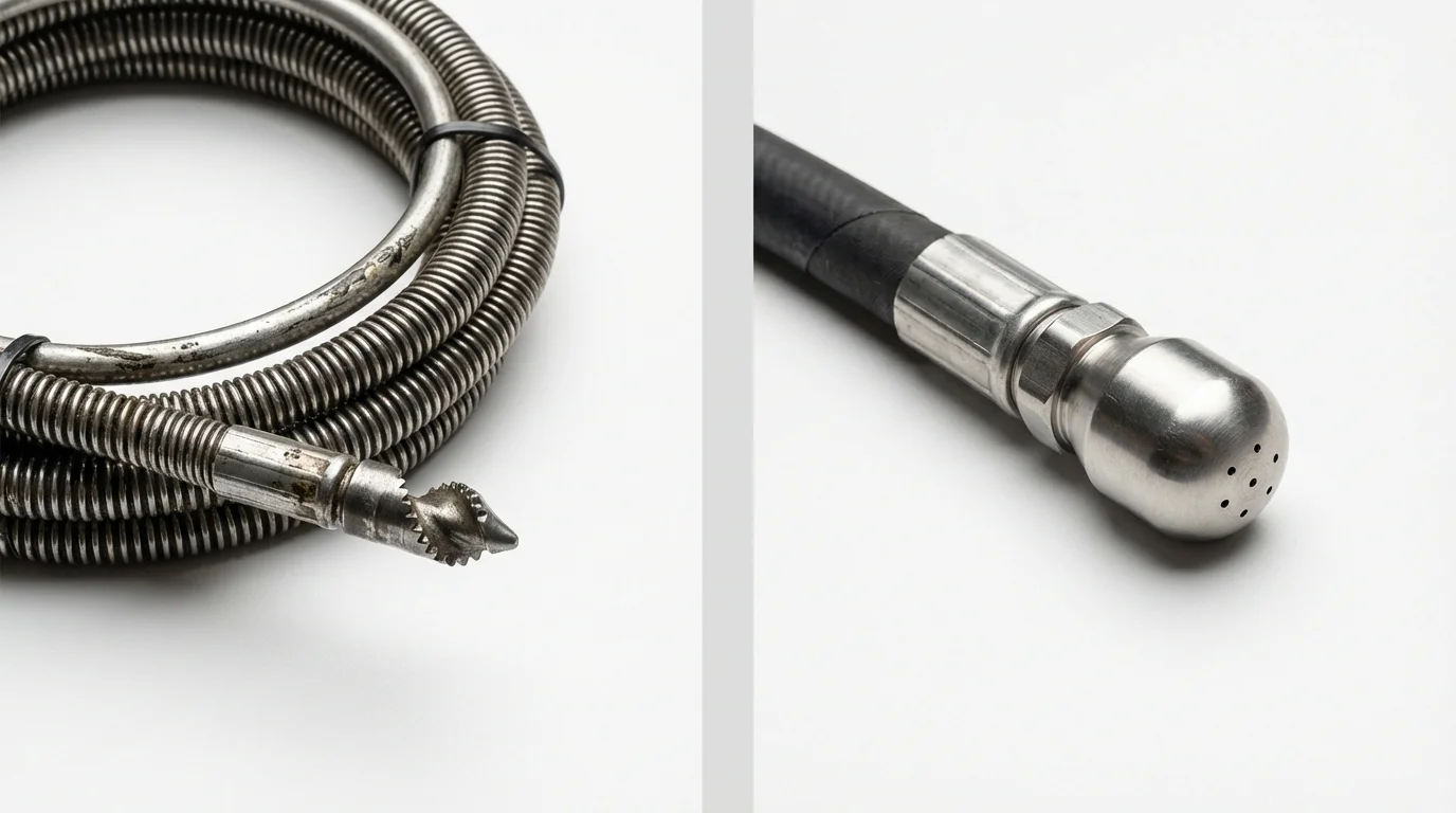 Drain snake cable and hydro jetting nozzle used for drain cleaning in Conway, PA