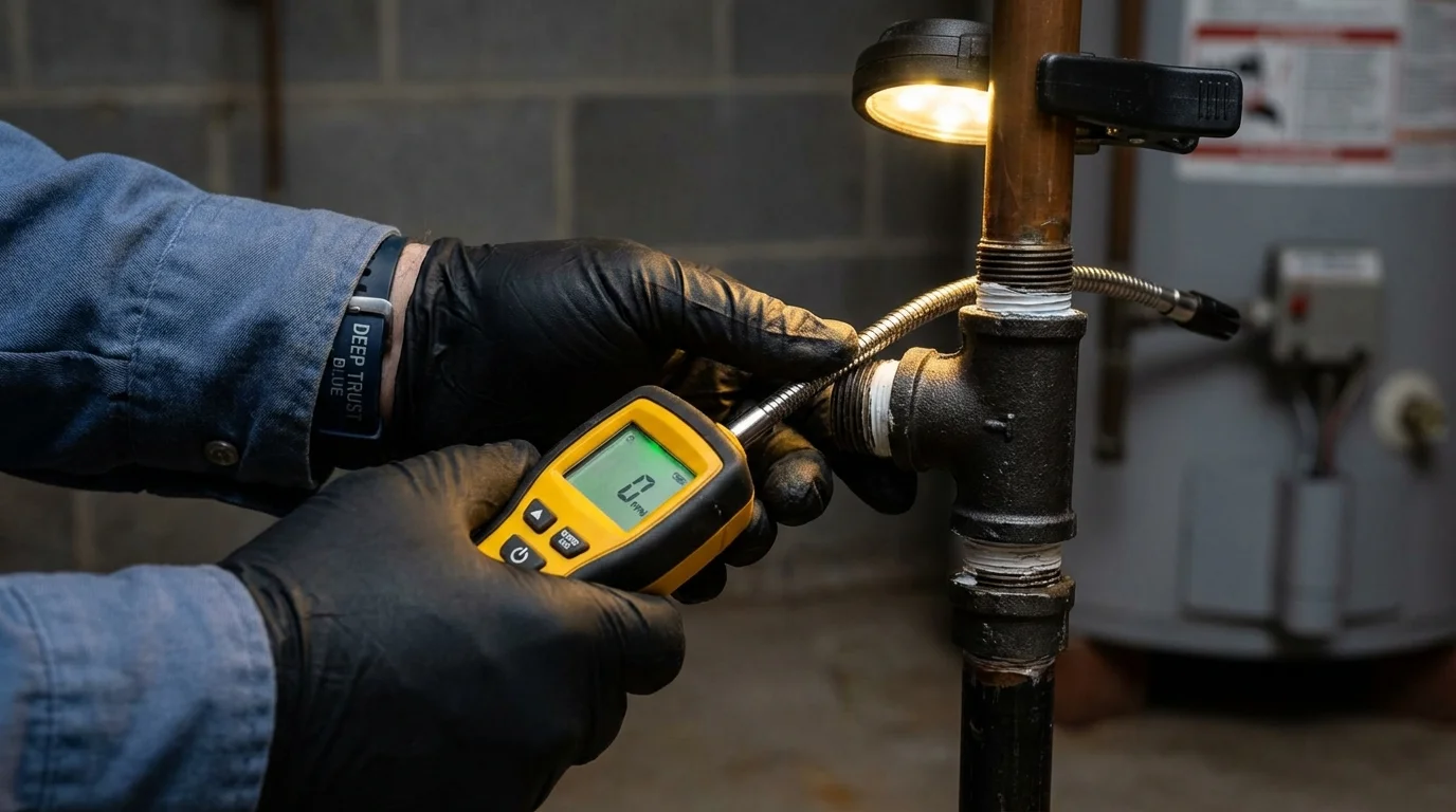 Gas leak detection with electronic sniffer by Johns Plumbing LLC in Conway